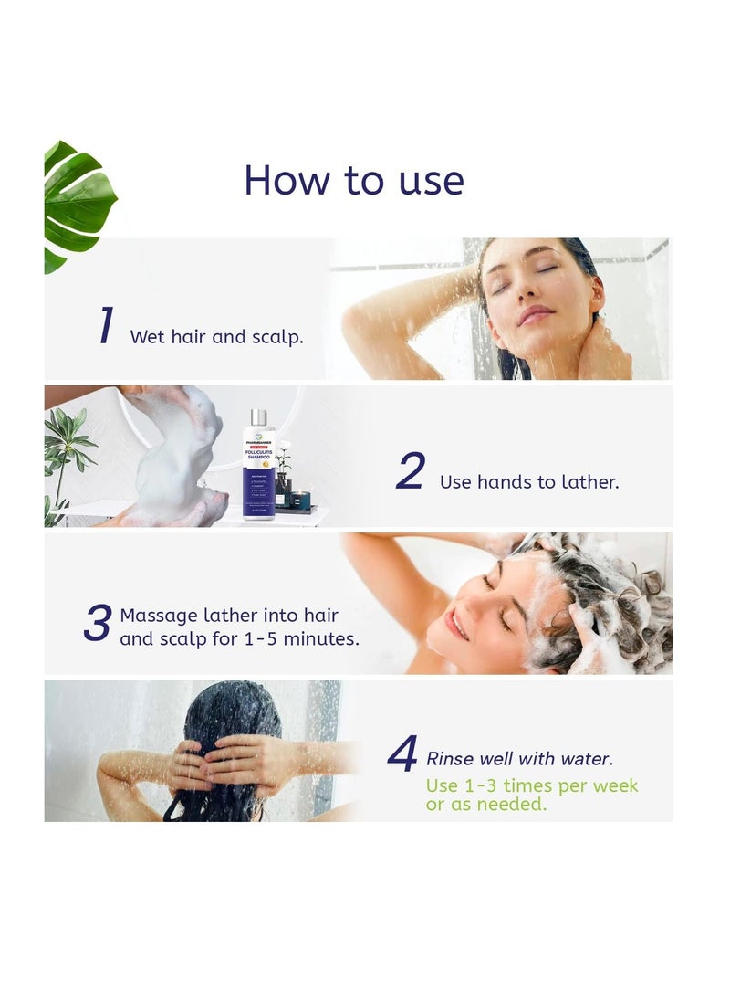 Anti-Fungal Shampoo for Folliculitis, Seborrheic Dermatitis, Scalp Psoriasis - Relieves Itchy & Dry Scalp