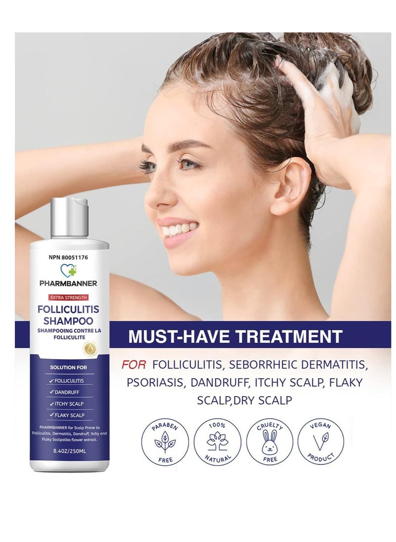 Anti-Fungal Shampoo for Folliculitis, Seborrheic Dermatitis, Scalp Psoriasis - Relieves Itchy & Dry Scalp