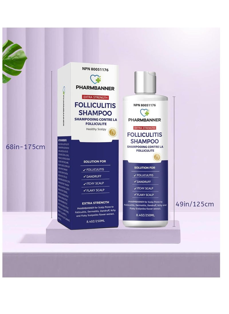 Anti-Fungal Shampoo for Folliculitis, Seborrheic Dermatitis, Scalp Psoriasis - Relieves Itchy & Dry Scalp