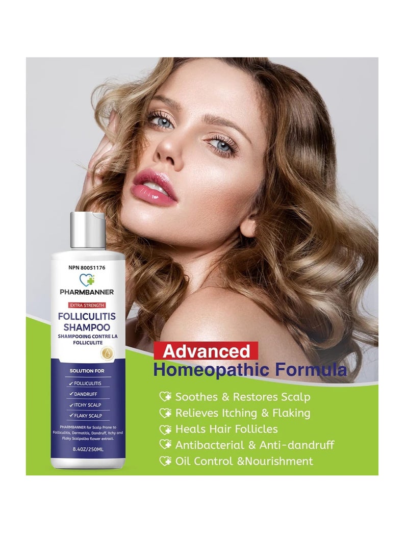 Anti-Fungal Shampoo for Folliculitis, Seborrheic Dermatitis, Scalp Psoriasis - Relieves Itchy & Dry Scalp