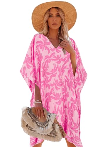 Moss Rose Caftan for Women Beach Cover up Swimsuit Kimono Cardigan with Bohemian Floral Print - Image 1