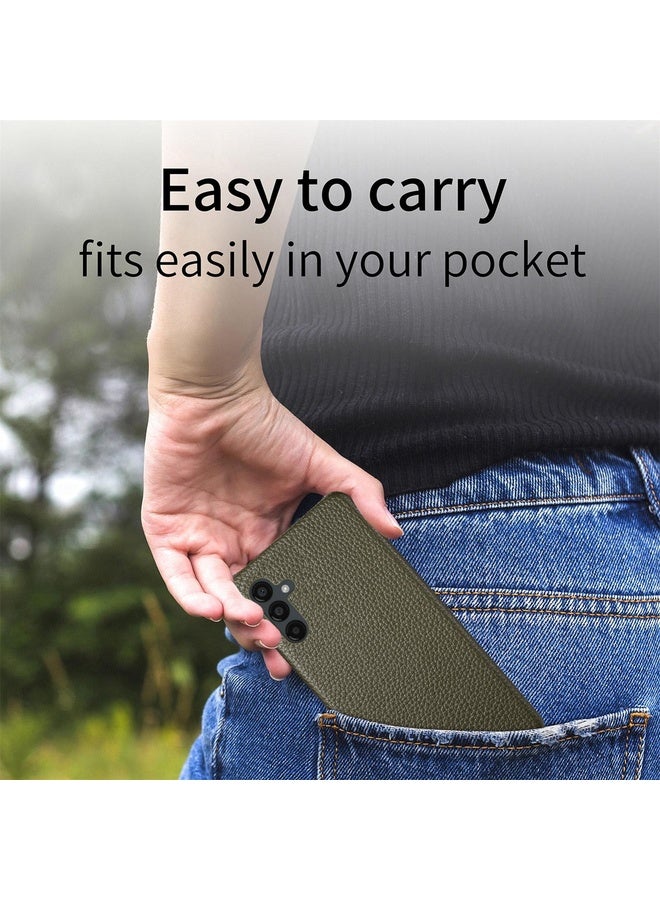 BURAQ Case Cover For Samsung Galaxy A24 Litchi Oil Edge Leather Back Phone Case(Green) - Image 5