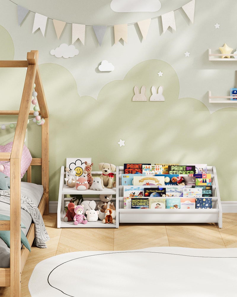 CHOEZON Kids Bookshelf, Book Shelf for Kids Rooms, Toddler Bookshelf with 2 Open Shelves and 4-Tier Sling Rack, for Kid Room, Nursery, Bedroom, Playroom, White TCW06WB - Image 2