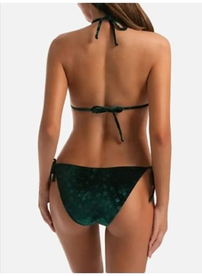 Hanady Two-piece olive green velvet bikini with a waist shawl – One size fits all – HN 9049 - Image 5