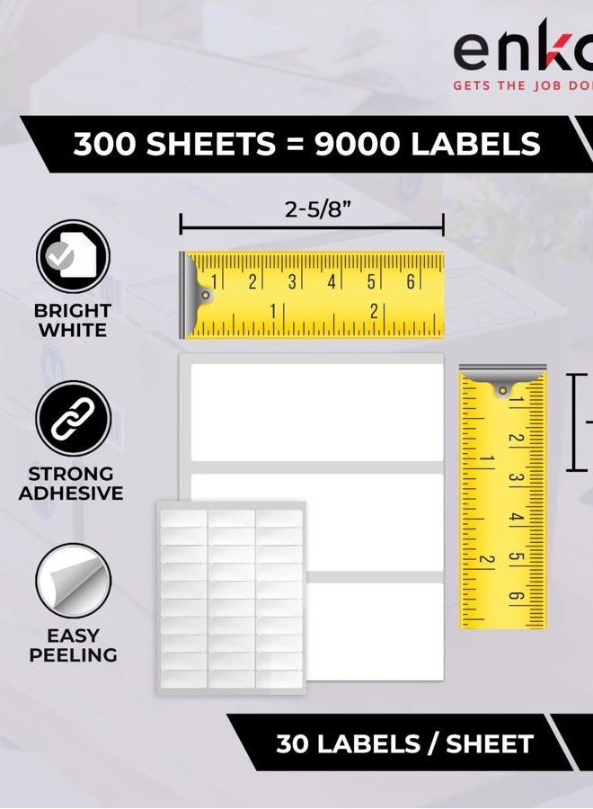 enKo Products 1 x 2-5/8 Inch 30 Up Return Mailing Address Labels White Printable FBA Labels (330 Sheets, 9900 Labels) - Image 3