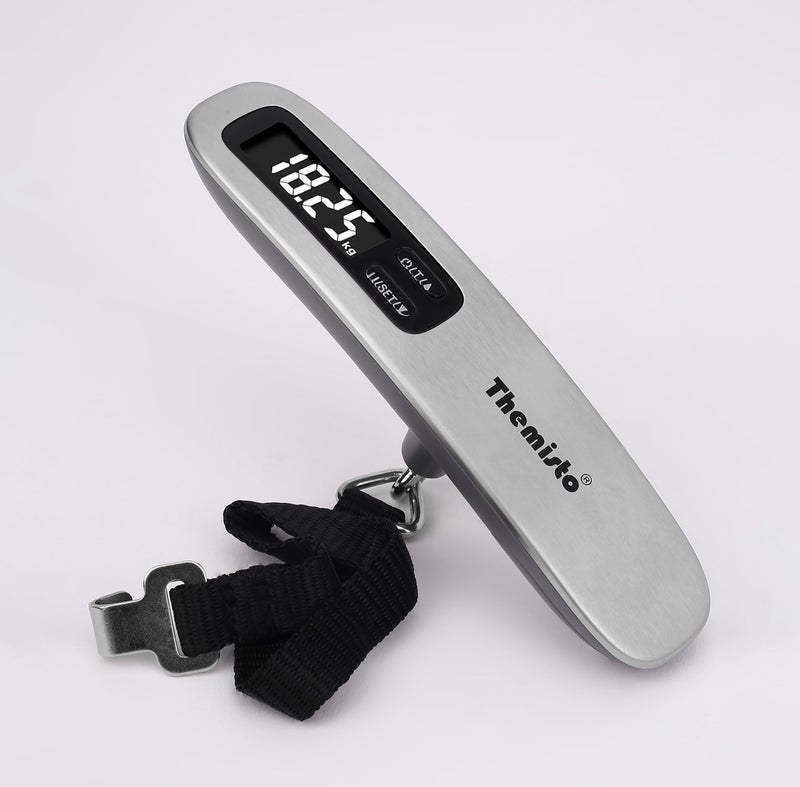 Themisto TH-WS10 Digital Luggage Scale with Target Value Setting (50kg), Silver - Image 1
