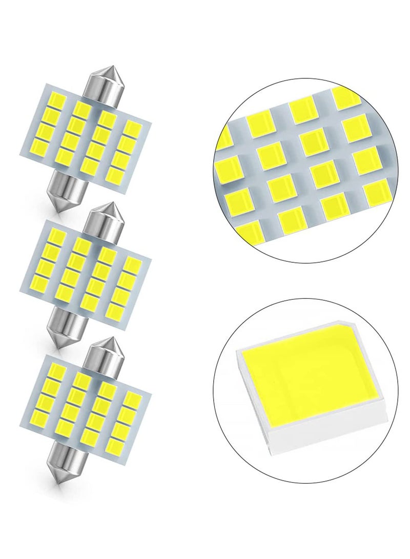SYOSI Led Car Bulb, 8pcs Super Bright White Double Tip 2835 31mm 16SMD Led Car Lights Bulb for Car Interior Dome Map Trunk Light  - Image 2