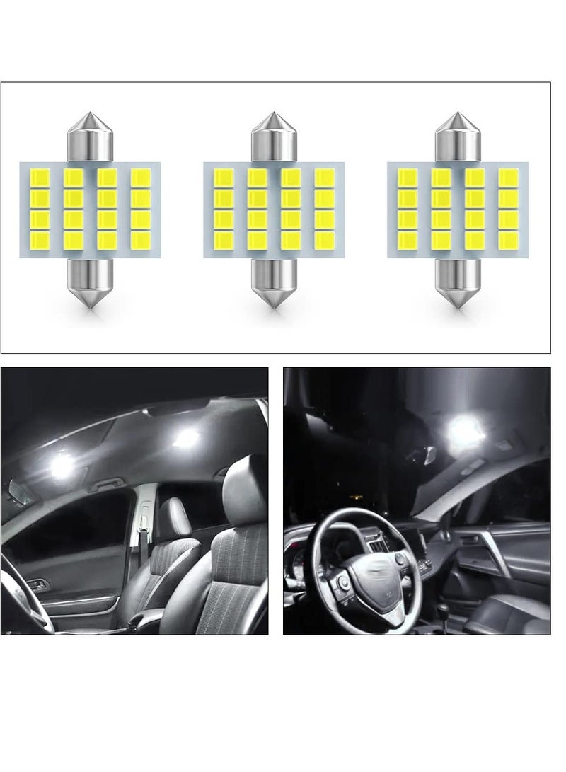 SYOSI Led Car Bulb, 8pcs Super Bright White Double Tip 2835 31mm 16SMD Led Car Lights Bulb for Car Interior Dome Map Trunk Light  - Image 3