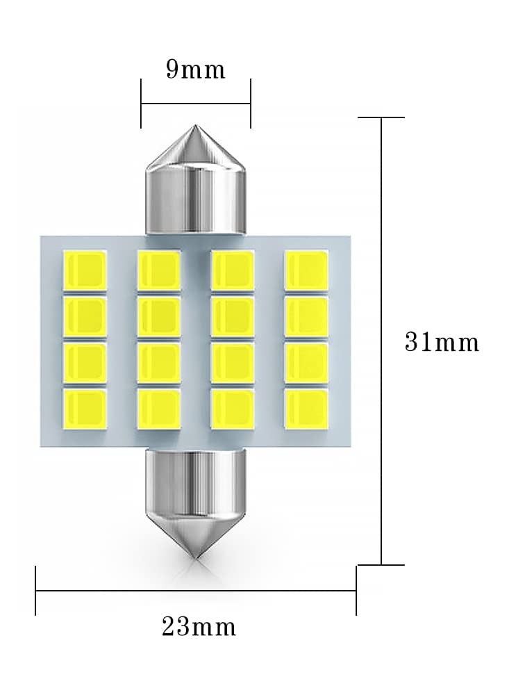 SYOSI Led Car Bulb, 8pcs Super Bright White Double Tip 2835 31mm 16SMD Led Car Lights Bulb for Car Interior Dome Map Trunk Light  - Image 4