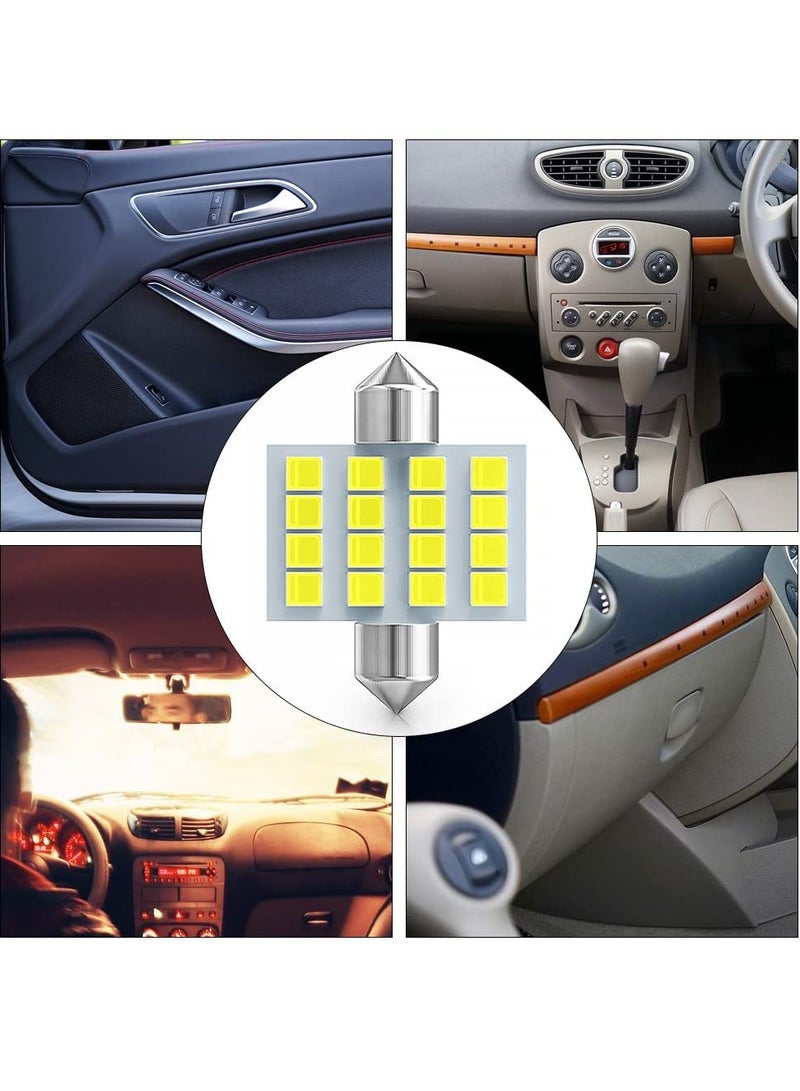 SYOSI Led Car Bulb, 8pcs Super Bright White Double Tip 2835 31mm 16SMD Led Car Lights Bulb for Car Interior Dome Map Trunk Light  - Image 5