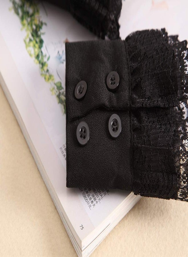 YAKEFJ Floral Layered Lace Cuff Stretch Bracelet 1 pair - Image 4