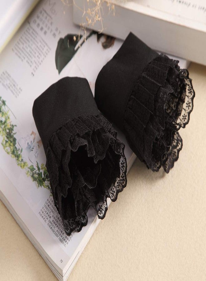 YAKEFJ Floral Layered Lace Cuff Stretch Bracelet 1 pair - Image 3