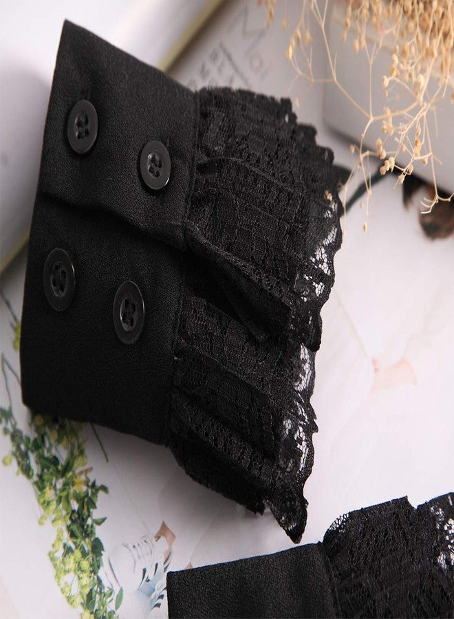 YAKEFJ Floral Layered Lace Cuff Stretch Bracelet 1 pair - Image 5