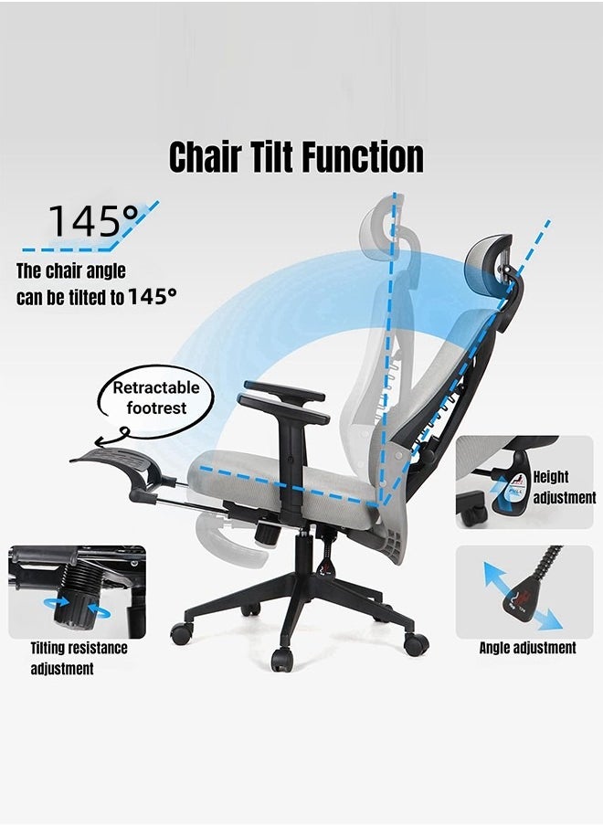 Generic - Ergonomic Office Chair,Desk Chair, Gaming Chair with Height Adjustable Back Support, Mesh Office Chair for Home with Headrest with Tilting Mechanism and Armrest,Computer Chair - Image 1