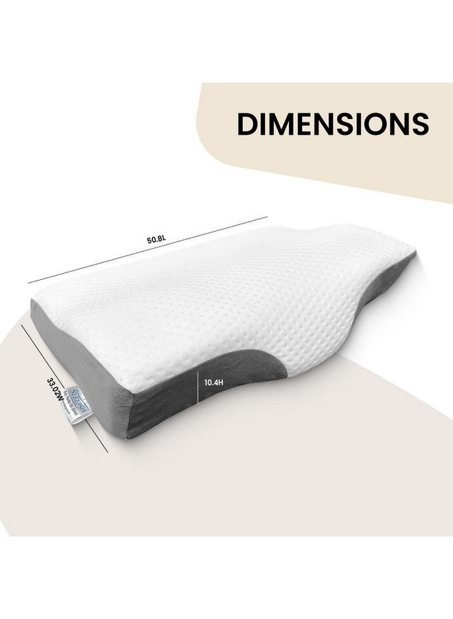 Sleepsia Cervical Pillow for Neck Pain & Shoulder Pain Relief | 1-Year Warranty| Memory Foam Pillow for Sleeping-Orthopedic for Spondylitis-Ortho Neck Support Contour Medical Pillow (Grey/White) - Image 2