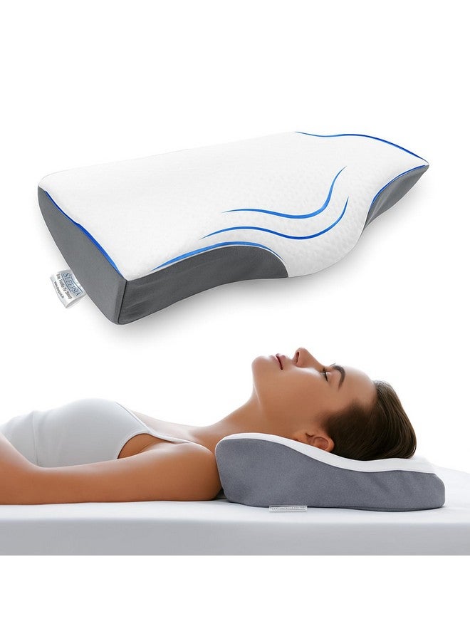 Sleepsia Cervical Pillow for Neck Pain & Shoulder Pain Relief | 1-Year Warranty| Memory Foam Pillow for Sleeping-Orthopedic for Spondylitis-Ortho Neck Support Contour Medical Pillow (Grey/White) - Image 1