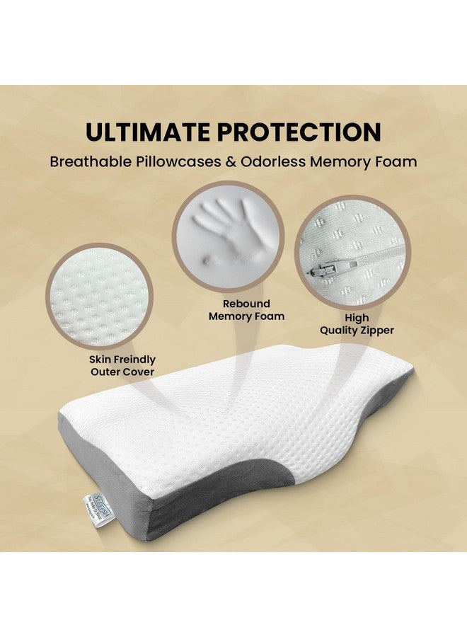 Sleepsia Cervical Pillow for Neck Pain & Shoulder Pain Relief | 1-Year Warranty| Memory Foam Pillow for Sleeping-Orthopedic for Spondylitis-Ortho Neck Support Contour Medical Pillow (Grey/White) - Image 4