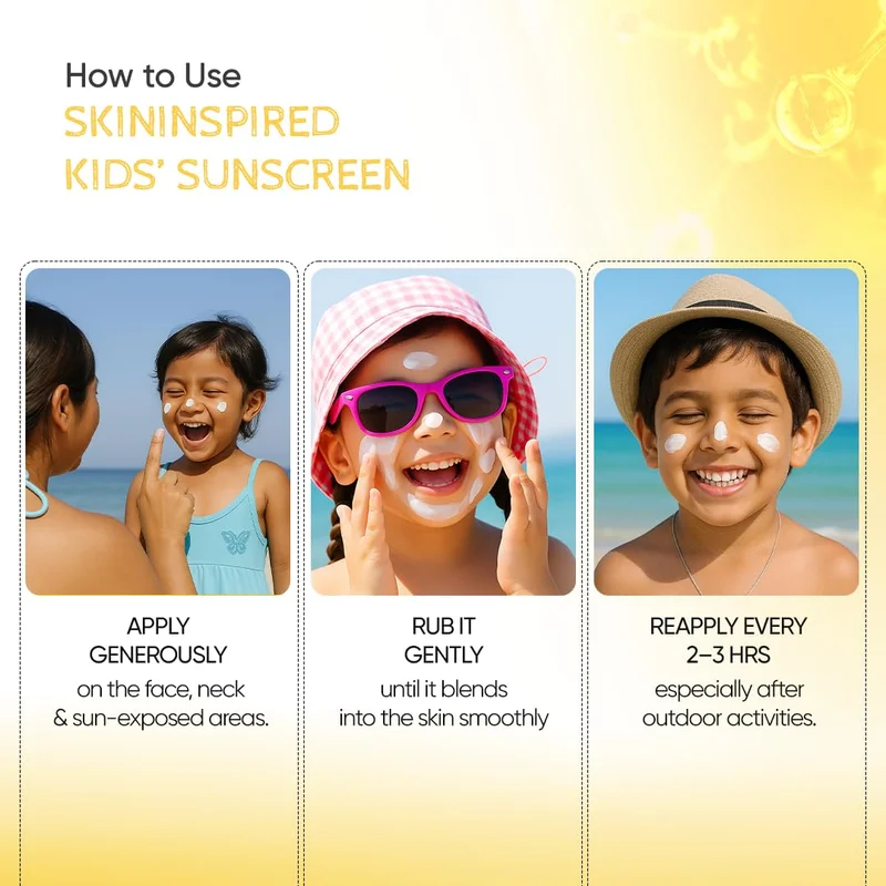 Skininspired White SkinInspired Kidscreen (2-18 yrs) 100% Mineral Sunscreen for Kids | SPF 50+ PA++++ | Broad Spectrum UVA & UVB Protection | Water & Sweat Resistant | Vitamin E & Pro Vitamin B5 | Non-Greasy | 50GM for Women | Best Price UAE