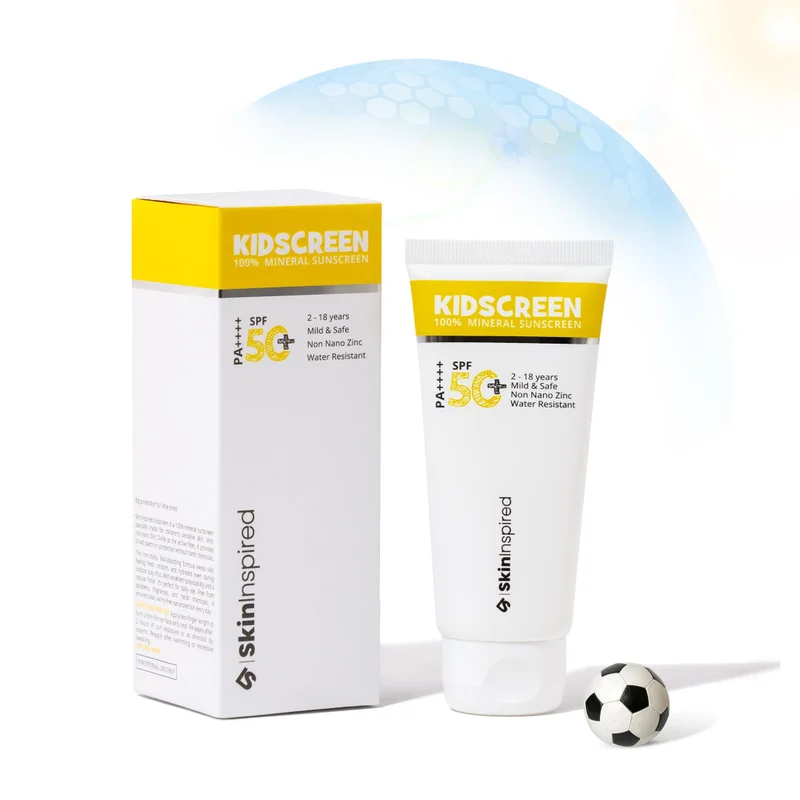 Skininspired SkinInspired Kidscreen (2-18 yrs) 100% Mineral Sunscreen for Kids | SPF 50+ PA++++ | Broad Spectrum UVA & UVB Protection | Water & Sweat Resistant | Vitamin E & Pro Vitamin B5 | Non-Greasy | 50GM