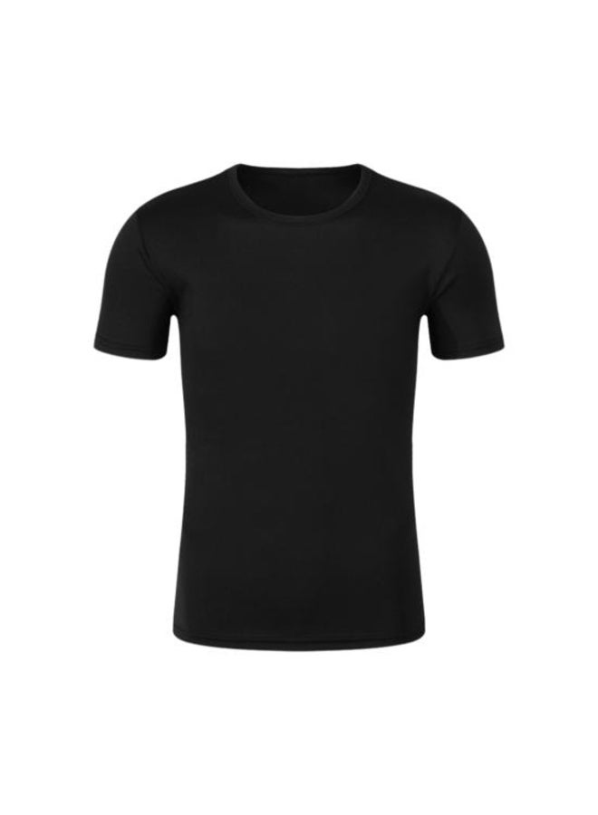 Unisex T-shirt Fade-resistant Pilling Resistant Polyester Regular Quick Dry Solid Color Pullover Top for Fitness 