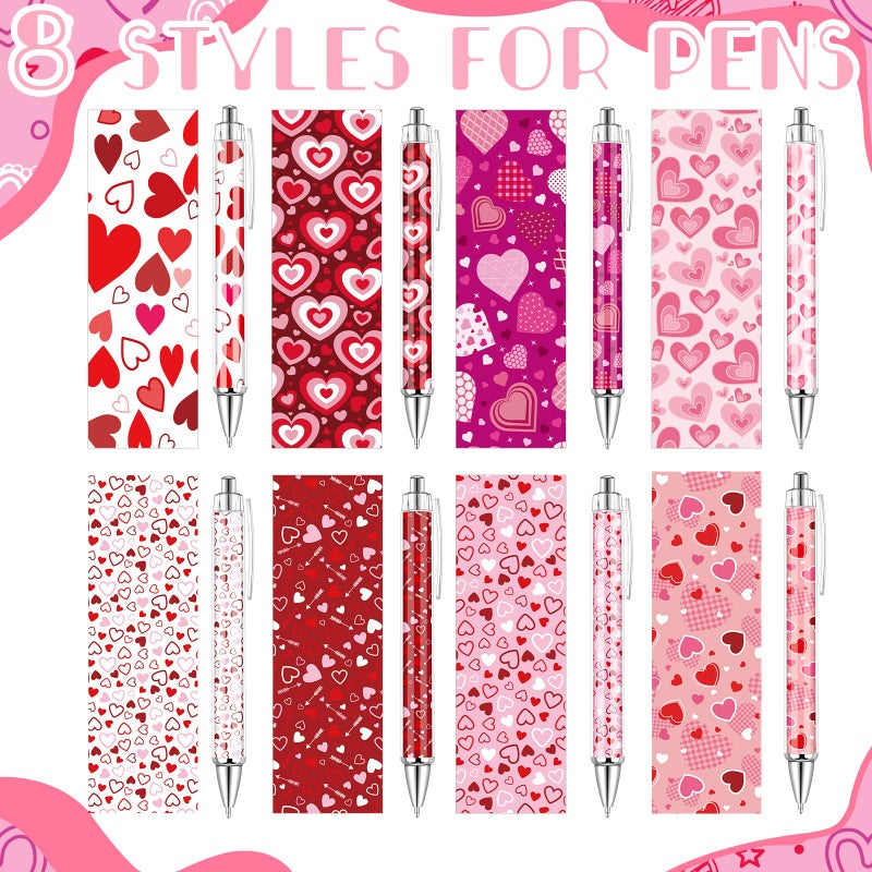 Demonwer 24 Pcs Valentine's Day Pens Romantic Heart Ballpoint Pens Cute Kawaii Stationery Supplies for Office Home Valentine's Party Exchange Favor Supplies - Image 3