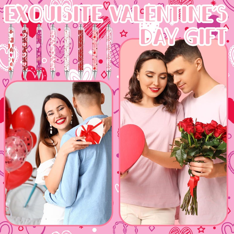 Demonwer 24 Pcs Valentine's Day Pens Romantic Heart Ballpoint Pens Cute Kawaii Stationery Supplies for Office Home Valentine's Party Exchange Favor Supplies - Image 5