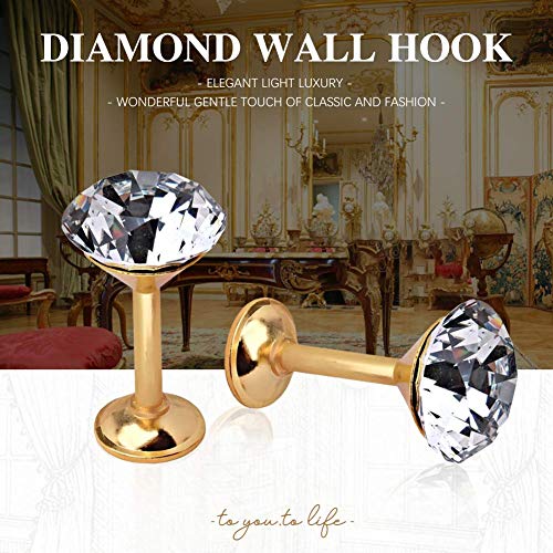 EleCharm 1 Pair Simple Design Diamond Crystal Curtain Hooks Curtain Buckle Wall Holdbacks Decorative Tiebacks (Gold) - Image 3