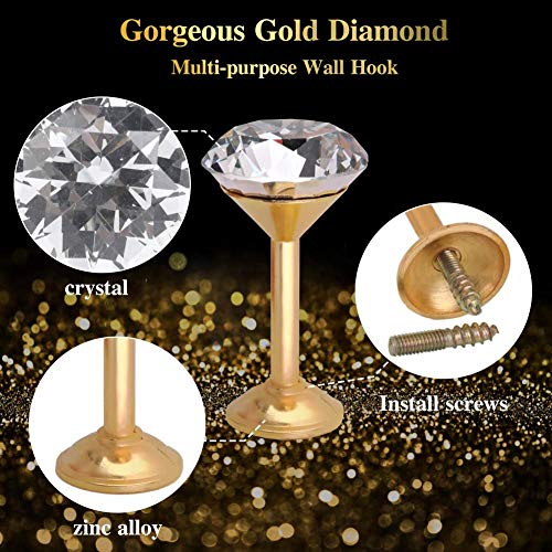 EleCharm 1 Pair Simple Design Diamond Crystal Curtain Hooks Curtain Buckle Wall Holdbacks Decorative Tiebacks (Gold) - Image 4