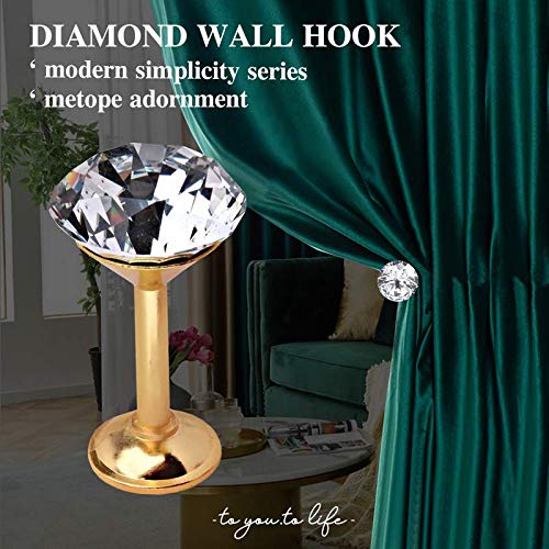 EleCharm 1 Pair Simple Design Diamond Crystal Curtain Hooks Curtain Buckle Wall Holdbacks Decorative Tiebacks (Gold) - Image 5
