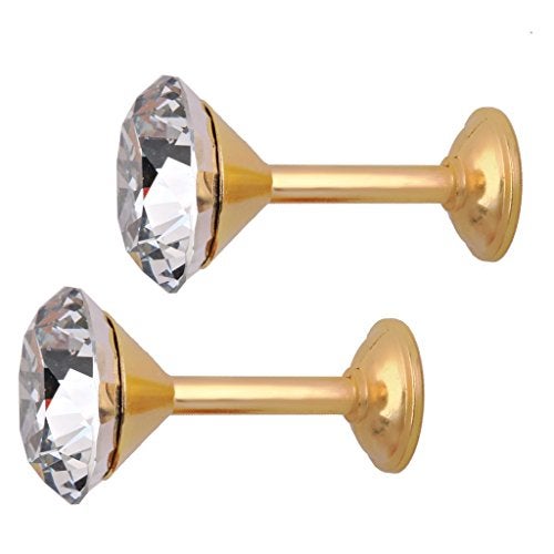 EleCharm 1 Pair Simple Design Diamond Crystal Curtain Hooks Curtain Buckle Wall Holdbacks Decorative Tiebacks (Gold) - Image 2