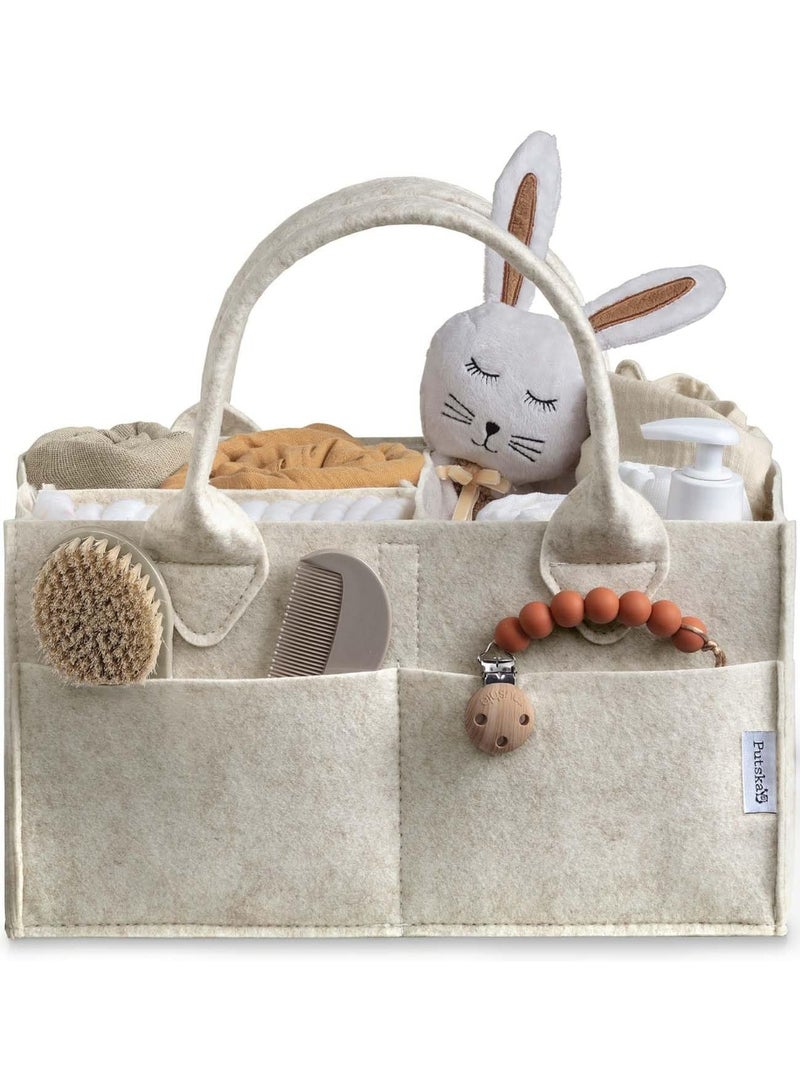 Putska PUTSKA Baby Diaper Caddy Organizer - Nursery Storage Basket for Diaper Station, Baby Basket Shower Gift List and Registry Must-Have, Newborn Essentials, Nursery Decor for Boy or Girl - White, Large White  - Image 1