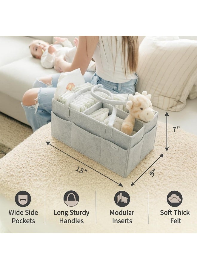 Putska PUTSKA Baby Diaper Caddy Organizer - Nursery Storage Basket for Diaper Station, Baby Basket Shower Gift List and Registry Must-Have, Newborn Essentials, Nursery Decor for Boy or Girl - White, Large White  - Image 4