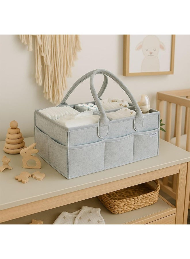 Putska PUTSKA Baby Diaper Caddy Organizer - Nursery Storage Basket for Diaper Station, Baby Basket Shower Gift List and Registry Must-Have, Newborn Essentials, Nursery Decor for Boy or Girl - White, Large White  - Image 3