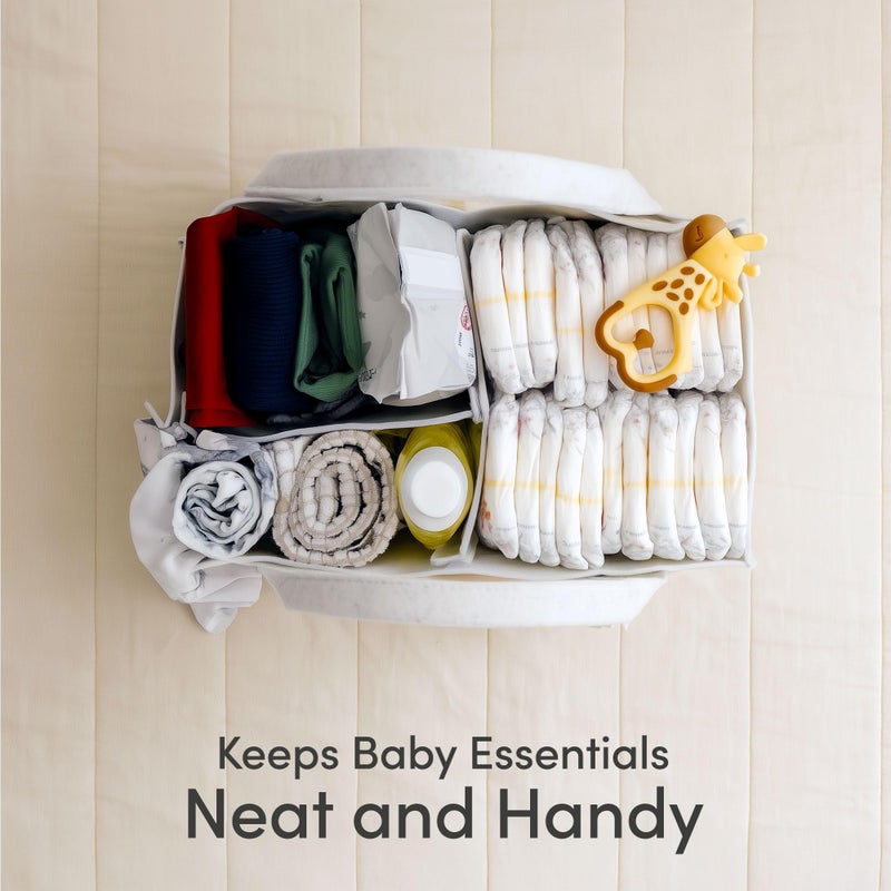 PUTSKA Baby Diaper Caddy Organizer - Nursery Storage Basket for Diaper Station, Baby Basket Shower Gift List and Registry Must-Have, Newborn Essentials, Nursery Decor for Boy or Girl - White, Large - Image 5