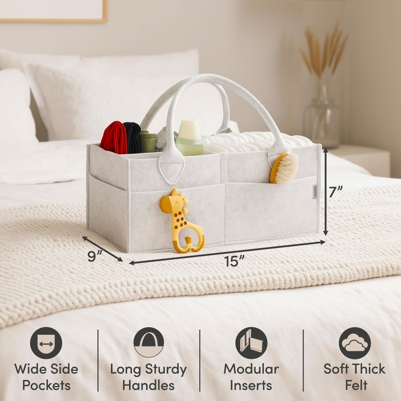 PUTSKA Baby Diaper Caddy Organizer - Nursery Storage Basket for Diaper Station, Baby Basket Shower Gift List and Registry Must-Have, Newborn Essentials, Nursery Decor for Boy or Girl - White, Large - Image 4
