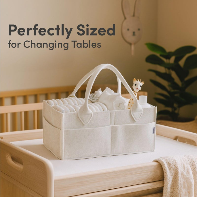 PUTSKA Baby Diaper Caddy Organizer - Nursery Storage Basket for Diaper Station, Baby Basket Shower Gift List and Registry Must-Have, Newborn Essentials, Nursery Decor for Boy or Girl - White, Large - Image 3