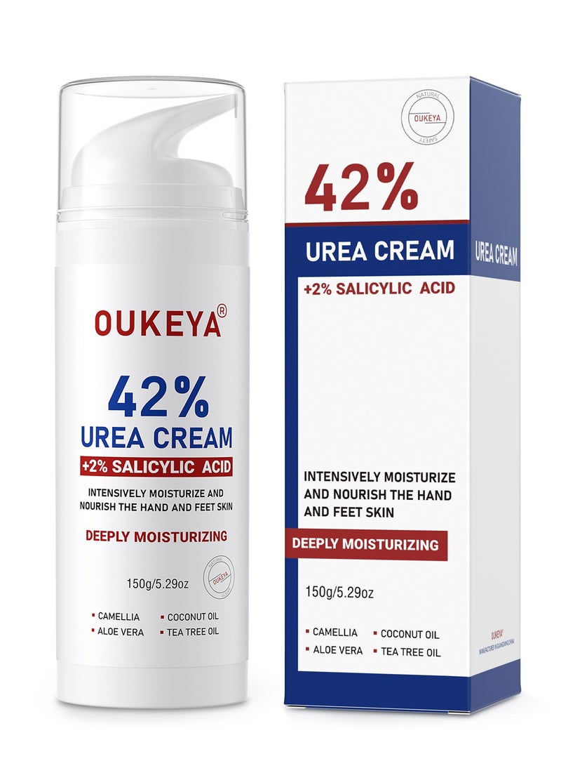 OUKEYA Urea Cream with Salicylic Acid Foot Cream -Intensive Moisturizing for Extremely Dry Skin on Hands, Feet and Elbows  - Image 1
