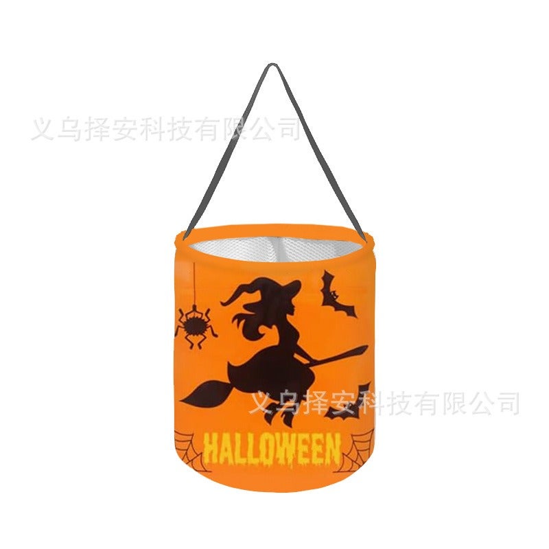 Ze An Halloween Candy Bucket with Pumpkin Ghost Design, LED Light-Up Trick-or-Treat Bag for Children's Day - Image 1