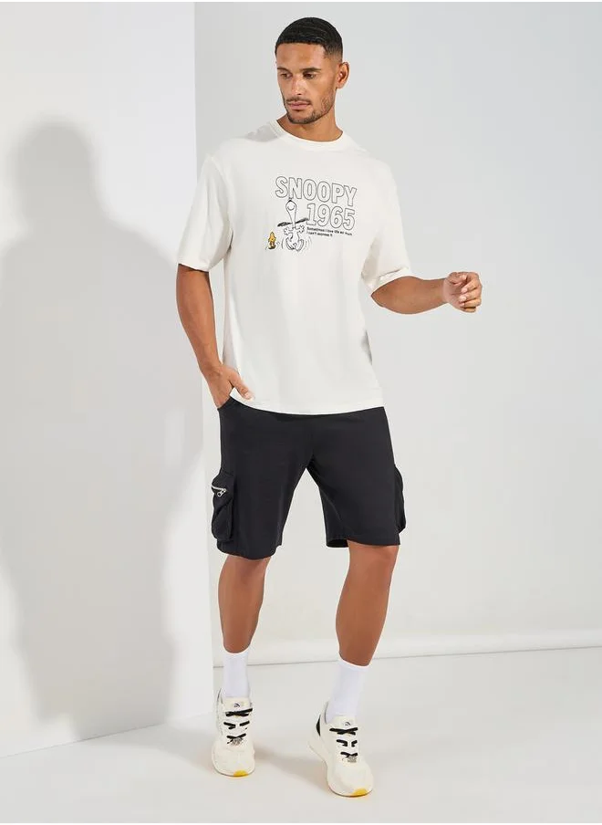 ستايلي Snoopy Graphic Print Compact Jersey Oversized T-Shirt