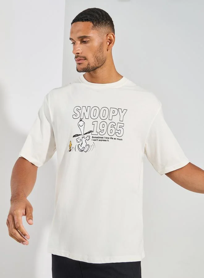 Styli Snoopy Graphic Print Compact Jersey Oversized T-Shirt