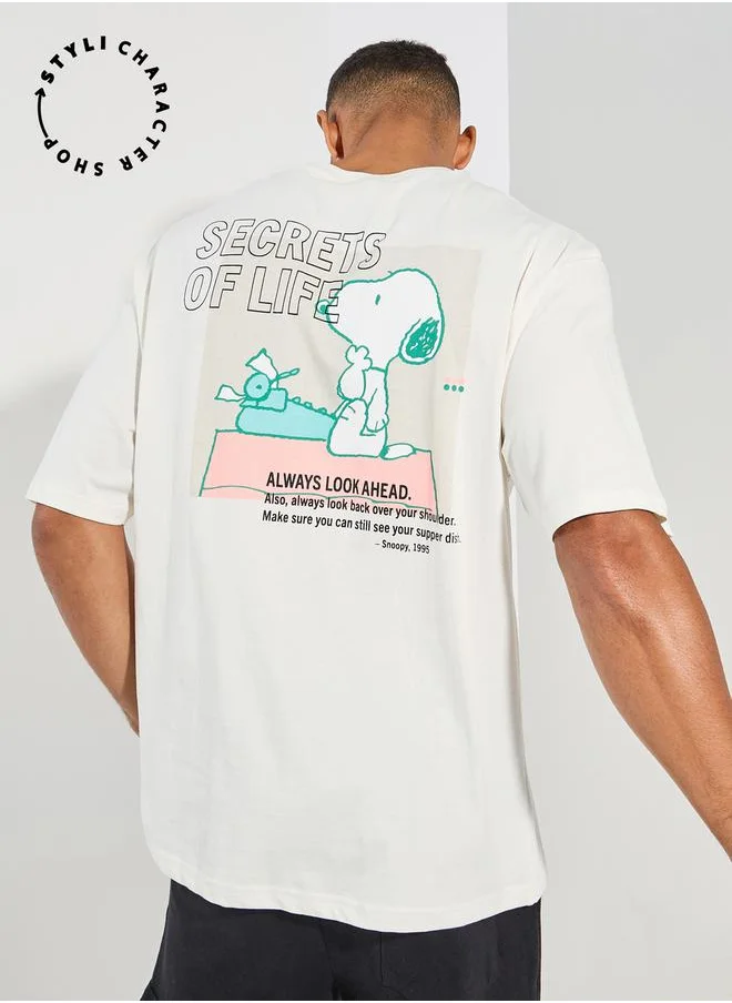 ستايلي Snoopy Graphic Print Compact Jersey Oversized T-Shirt