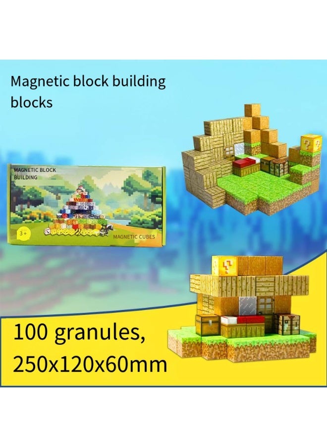 NIBEMINENT Magnetic Blocks |100PCS Magnetic Building Cube Game, Constructions Toys for Boys & Girls Age 3+Years, STEM Montessori Stacking Toy, Sensory Tiles Building Birthday for Toddlers - Image 1