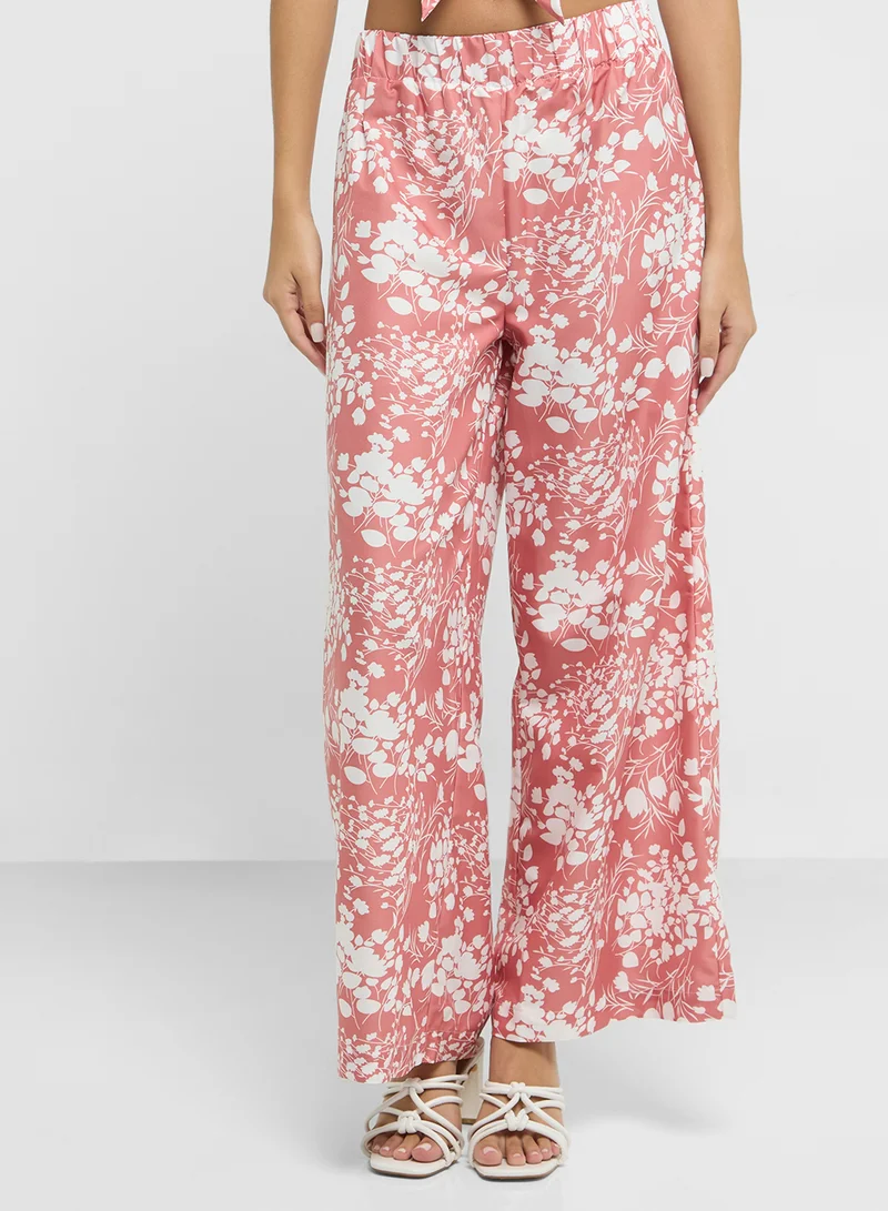 Ginger 3 Pc Printed Oversize Shirt With Bralette & Pant Co-ord Set