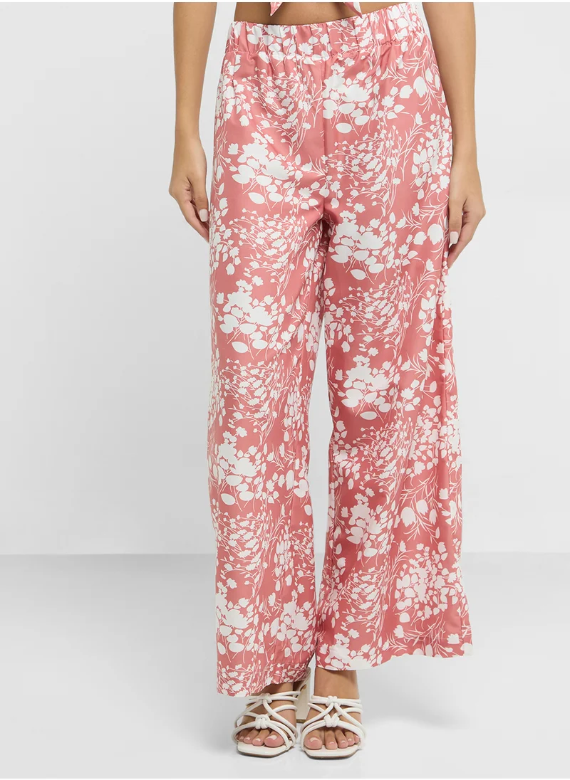 جينجر 3 Pc Printed Oversize Shirt With Bralette & Pant Co-ord Set
