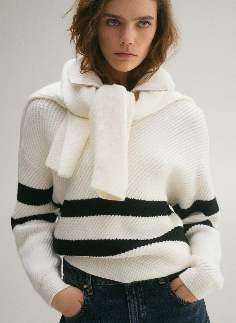 MANGO Striped Ribbed-Knit Sweater  - Image 1