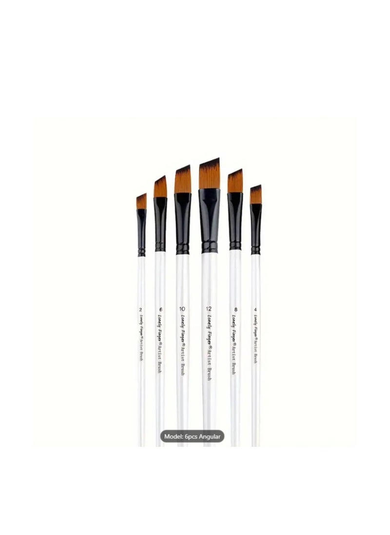 Keep Smiling Keep Smiling Flat Tip Paint Brush Pack of 6, Artist Paint brushes, Easy Use and Maintenance, Suitable For Detail Painting Flat Paint Brushes Sets, White  - Image 2