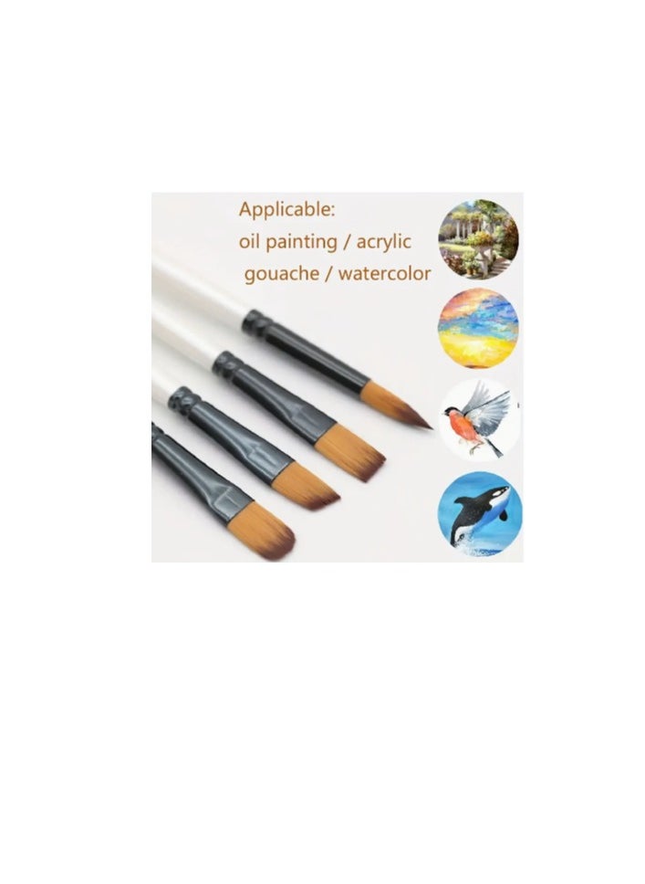 Keep Smiling Keep Smiling Flat Tip Paint Brush Pack of 6, Artist Paint brushes, Easy Use and Maintenance, Suitable For Detail Painting Flat Paint Brushes Sets, White  - Image 3