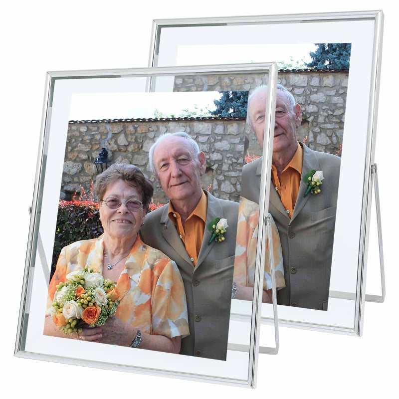 Qiannhee 8x10 مجموعة إطار عائمة من 2 إطار الصورة عقد 8x10in 6x8in 5x7in صورة لزجاج الطاولة. - Image 1