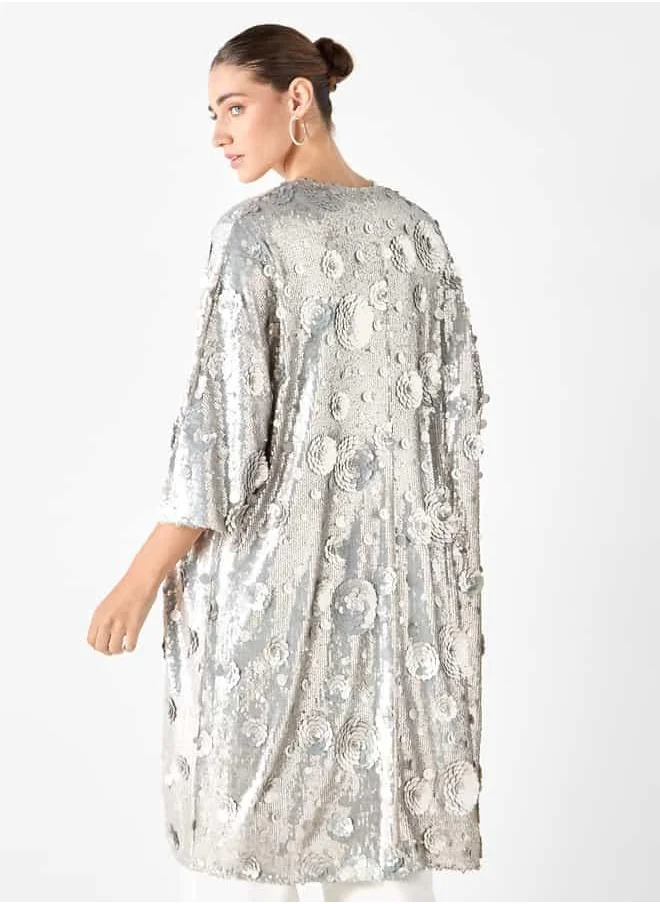 Iconic Iconic Sequin Embellished Open Front Shrug