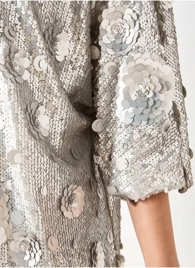 Iconic Iconic Sequin Embellished Open Front Shrug